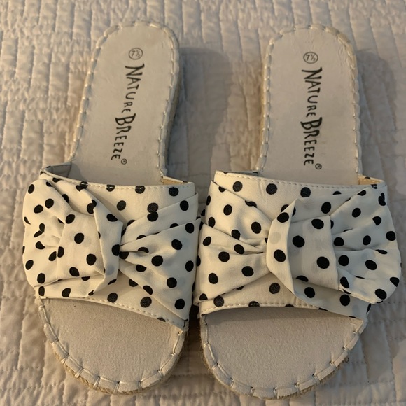 Shoes - White & black polka dot sandals. NWT, never worn
